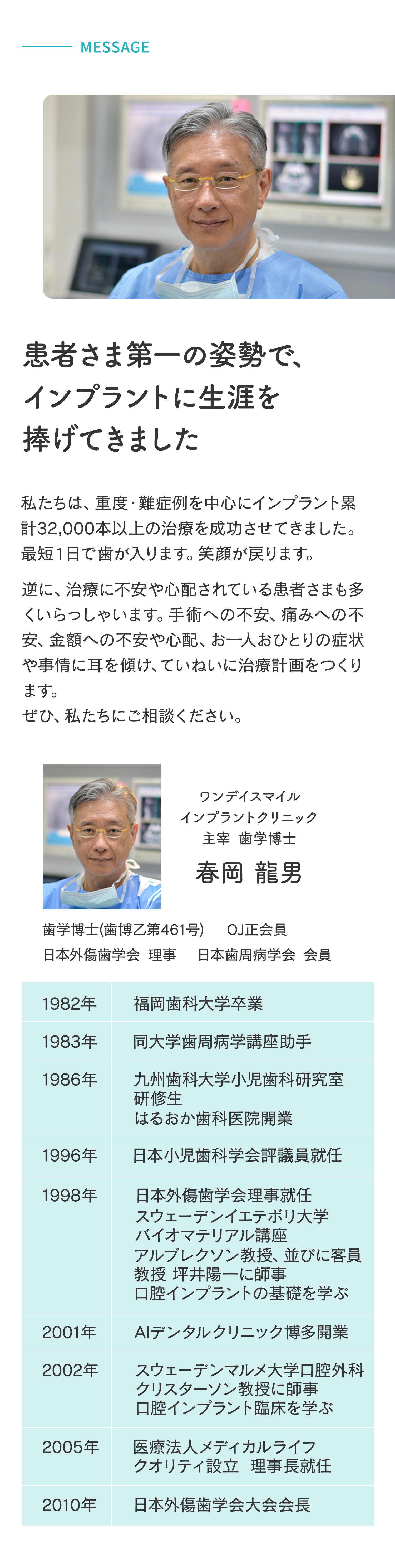 インプラント治療に生涯を捧げてきました